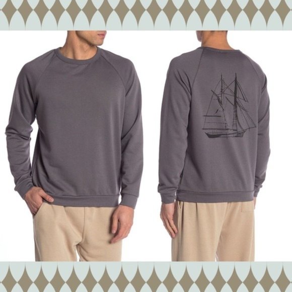 Onia Gray Sailing Boat Raglan Sweatshirt NWT - Picture 1 of 8